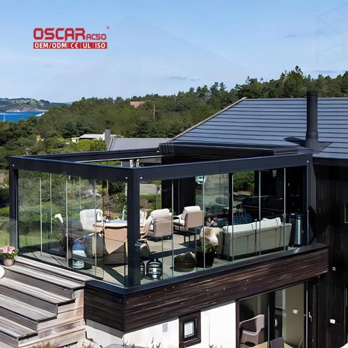 Electric Roof Louver Metal Framed Aluminum Opening Roof System Sun Blocking Blinds Garden Patio Backyard Retractable Pergola