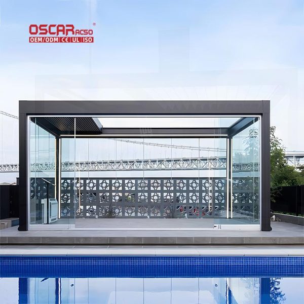 Customized Diy Modern Design Motorized Louvered Aluminum Structure Garden Patio Balcony Outdoor Retractable Pergola