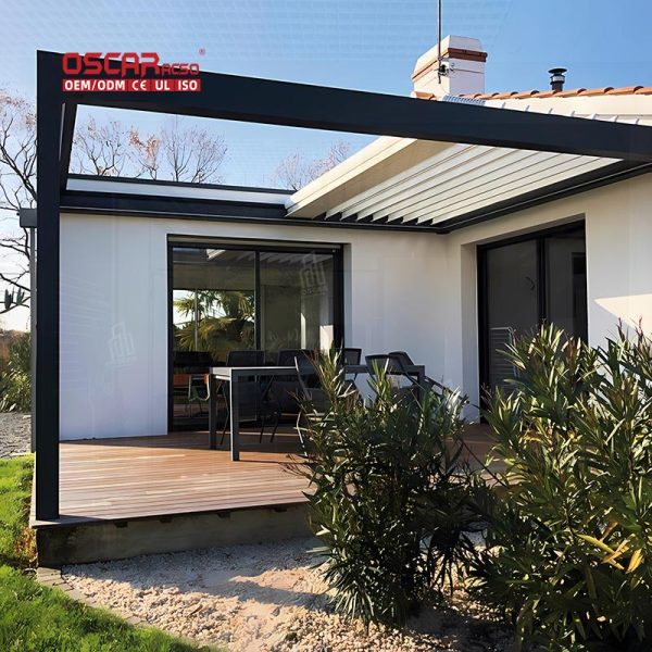 Sunproof Adjustable Ventilated Outdoor Patio Garden Louvered Metal Pergola Backyard Terrace Balcony Retractable Pergola