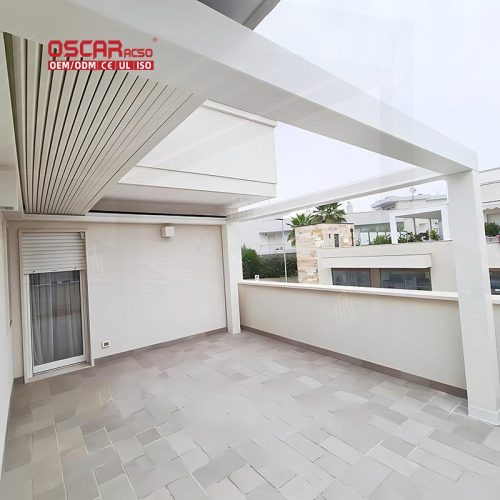 Louvered Roof Sun Protection in Garden Metal Structure Ideal Patio Backyard Poolside Outdoor Shelter Retractable Pergola