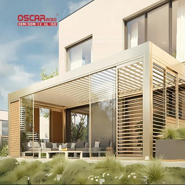 Waterproof Outdoor Aluminium Louvered Pergola Garden Patio with Opening Roof Ideal Bioclimatic Spaces Retractable Pergola