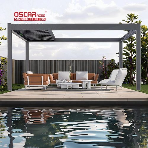 Customized Design Eco Friendly Waterproof Solar Patio Balcony Garden Outdoor Retractable Pergola