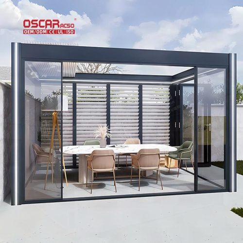 Auto Madera Climatic Aluminum Arches Arbours Outdoor Gazebo Garden Patio Balcony Retractable Pergola
