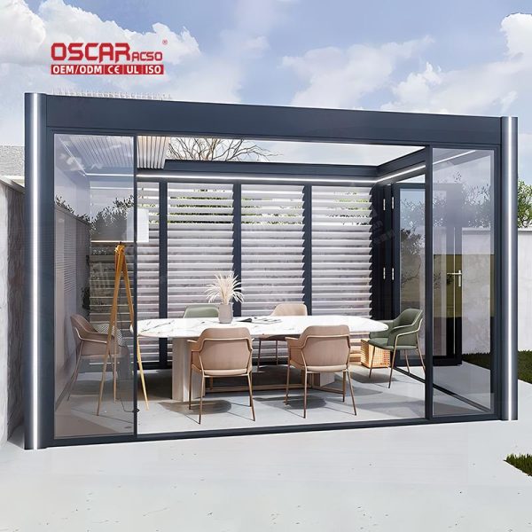 3X3 3X4 4X4 6X4 Modern Outdoor Remote Control Bioclimatic Aluminum Louver Pergola Gardens Patios Backyards Retractable Pergola