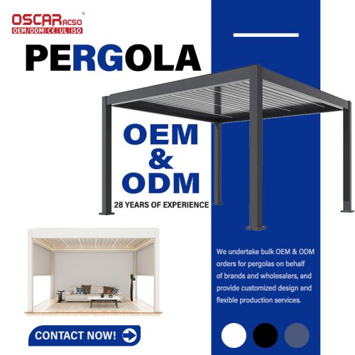 Waterproof Motorized Aluminium Louvre Verandah Cover Patio Commercial Outdoor Spaces Retractable Pergola