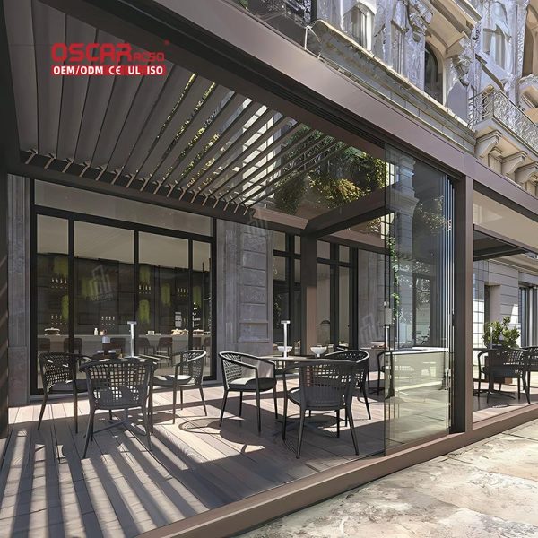 3M European Style Adjustable Pergola Louvers Motorized Louver Glass For Garden Patio Backyard Outdoor Use Retractable Pergola