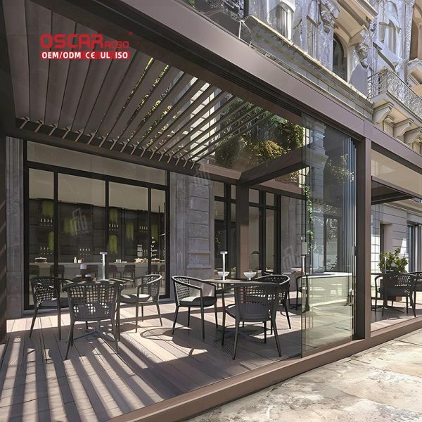 Motorized Open Louvered Aluminium Outdoor Roof System Garden Patio and Poolside Retractable Pergola