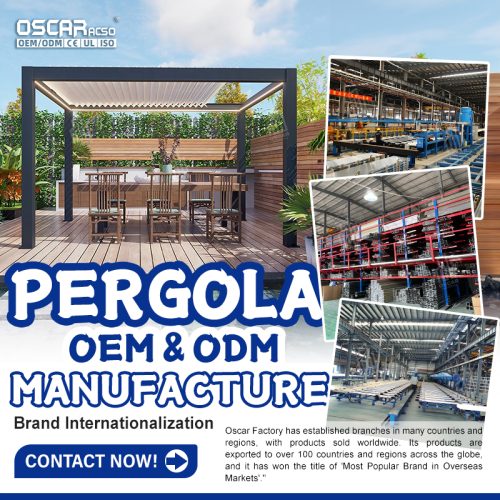 Remote Control Electric Aluminum Pergola with Side Wall Screens Terrace Roof Outdoor Patio Garden Retractable Pergola