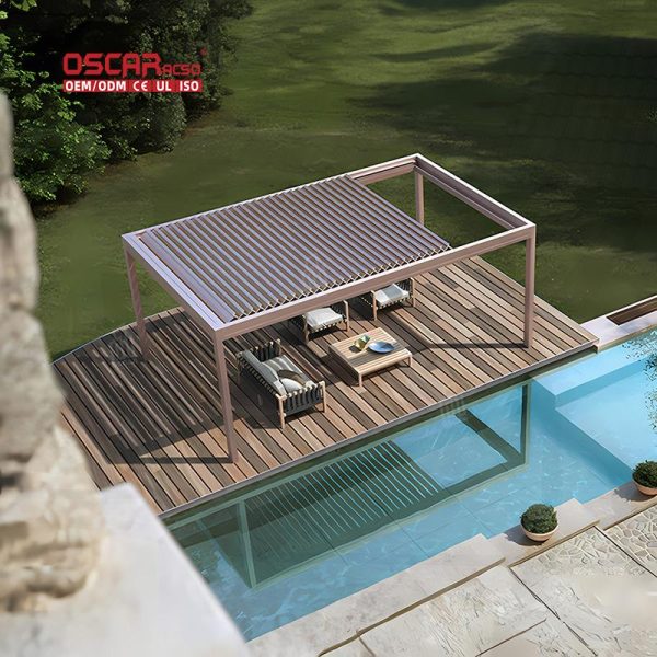 Customized Sizes Sunshade Waterproof Electric Outdoor Aluminum Patio Cover Garden Balcony Terrace Retractable Pergola