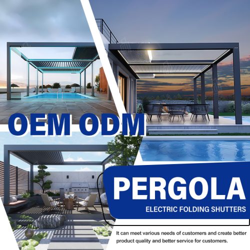 Electric Paragola Outdoor Pergola Waterproof Sliding Glass Door Uv - Resistant Shade Patio Garden Balcony Retractable Pergola