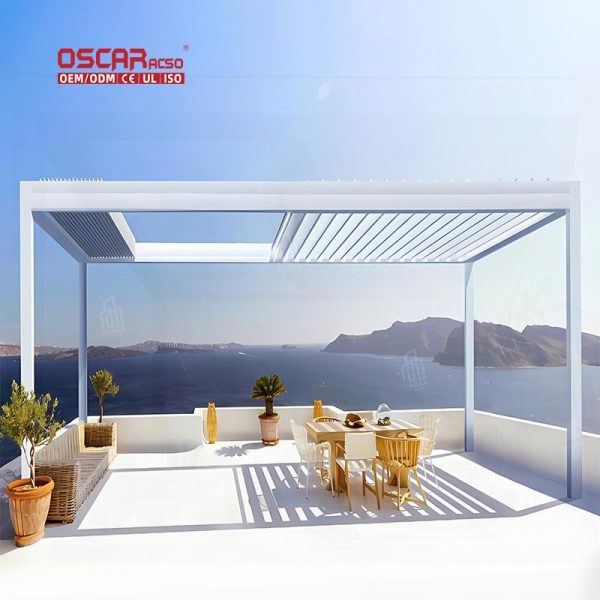 Sun  Shading Multi  Angle Adjustable Modern Garden Aluminium Louvered Roof Kit Patio Balcony Backyard Retractable Pergola