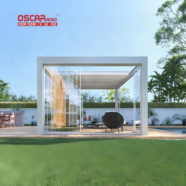 Adjustable Louvered Aluminum Waterproof Manual Pergola Us Outdoor Garden and Patio Retractable Pergola