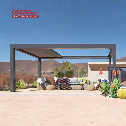 Outdoor Garden Waterproof 3X3M 12X20 Aluminium Pergola Gazebo Modern Manual Backyards Patios Decks Retractable Pergola