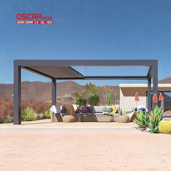 Outdoor Garden Waterproof 3X3M 12X20 Aluminium Pergola Gazebo Modern Manual Backyards Patios Decks Retractable Pergola