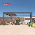 Aluminum Pergola Kit with Electric Roof Cover Garden Patio Backyard Bioclimate Structure Shading Shelter Retractable Pergola