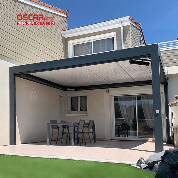 Waterproof Outdoor Louver Canopy Louvered Patio Roof Garden Terrace Balcony Bioclimatic Shading Structure Retractable Pergola