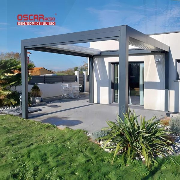 100% Waterproof Motorized Louvered Aluminium Outdoor Pergola Leisure Garden with Parts Retractable Pergola