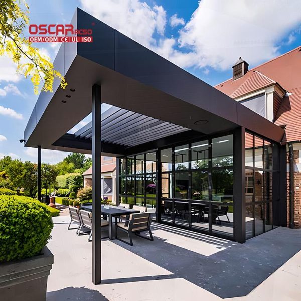 12X16 Adjustable Shading Motorized Outdoor Patio Garden Pergola Roof Cover Retractable Pergola