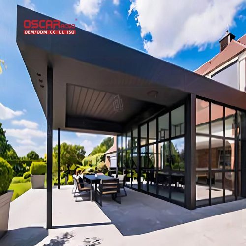 Gazebo with Waterproof Motorized Louvered Roof Gardens Patios Backyards Bioclimatic Aluminium Structure Retractable Pergola