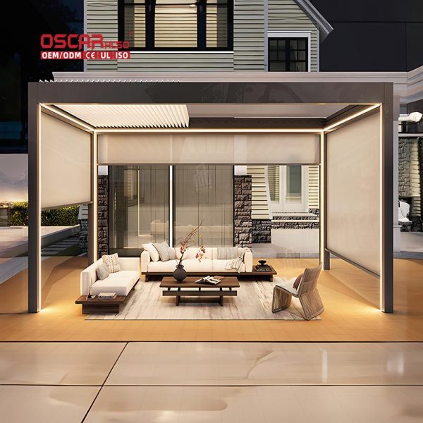 Weather – Resistant Privacy Aluminium Blinds Backyard Patio and Garden Outdoor Spaces Retractable Pergola