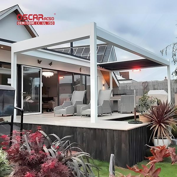 3X3 Outdoor Waterproof Aluminium Gazebo Balcony Patio Garden with Furniture Retractable Pergola