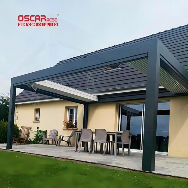 Waterproof Outdoor Sunshade Louver Roof Cover System Aluminum Structures Garden Patio Backyard Retractable Pergola