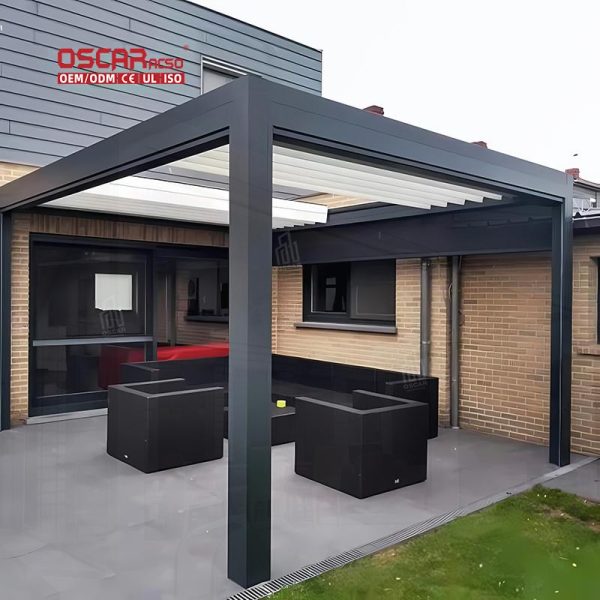 Louvered Outdoor Patio Backyard Aluminum Metal Frame Garden Pergola Relaxing Entertaining and Sunshading Retractable Pergola