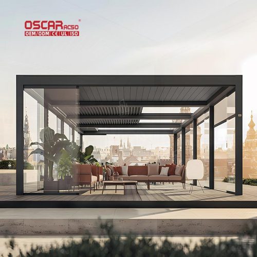 Easily Assembled Motorized Retractable Outdoor Balcony Electric Roof Pergola Kit Patio Garden Terrace Retractable Pergola