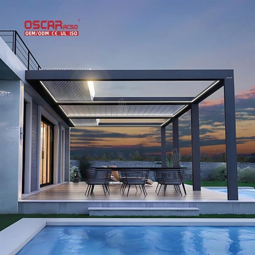 Canopy with Electric Shutter Garden Pavilion and Louvre Pergolas Ideal Backyard Patio and Poolside Retractable Pergola
