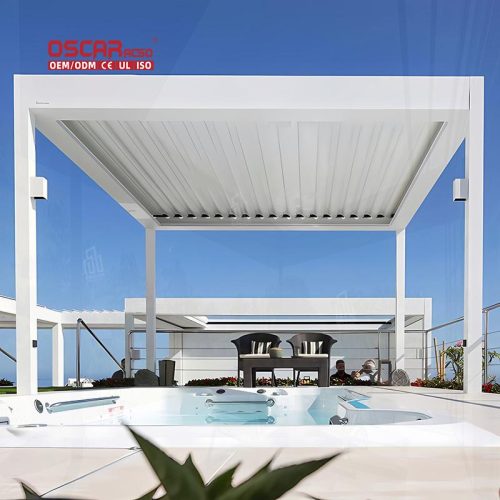 Waterproof Motorized Outdoor Modern Aluminum Sunshade Garden Patio Backyard Retractable Pergola
