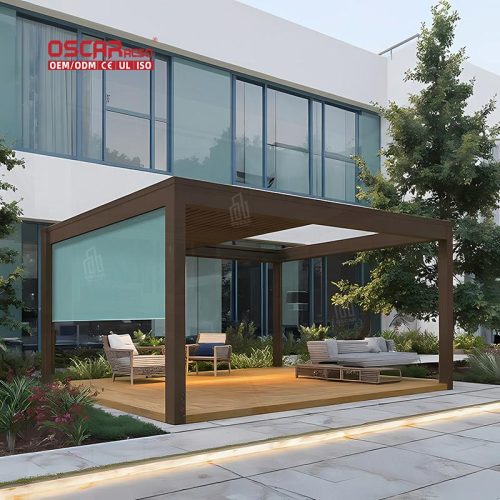 Adjustable Louver Motorized Bioclimatic Modern Aluminum Pergola Kits Garden Patio Backyard Retractable Pergola