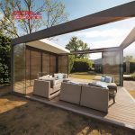 Aluminum Pergola Kit with Electric Roof Cover Garden Patio Backyard Bioclimate Structure Shading Shelter Retractable Pergola