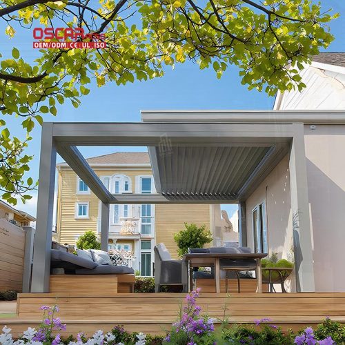 Modern Aluminium Louvered Free - Standing Motorized System Commercial Outdoor Backyard Garden Pergola Gazebo Retractable Pergola