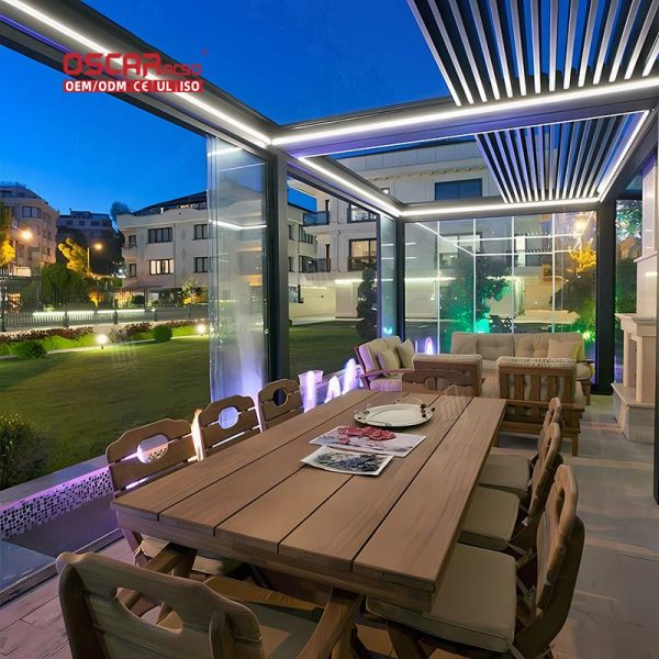 3X3M 3X4M 4X6M Electric Motorized Bioclimatic Gazebo Roof Cover Garden Patio Backyard Retractable Pergola