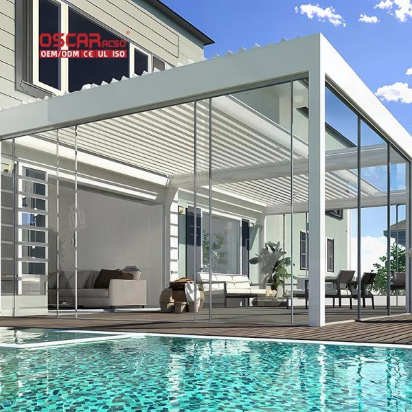 3*4M Motorized Aluminum Patio Roof Garden Outdoor Leisure and Party Retractable Pergola