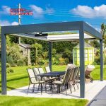 Waterproof Rotating Outdoor Aluminum Louver Roof Electric Led Rain Cover Patio Garden Terrace Retractable Pergola