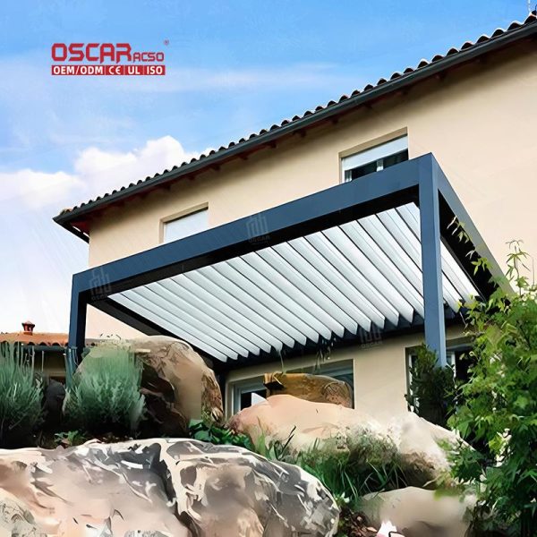 3X6 Motorised Rainproof Electric Aluminum Louvered Roof Garden Patio Balcony Retractable Pergola