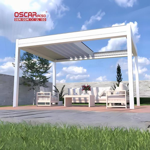 Wholesale Modern Outdoor Bioclimatic Aluminium Louvered Pergola Motorized Screen For Garden Patio Yard Retractable Pergola
