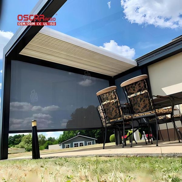 2021 Waterproof Uv - Resistant Drop Screen Curtain Pergola Outdoor Patio Garden Use Retractable Pergola
