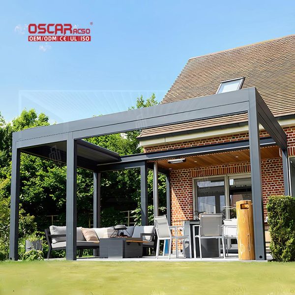3X3 3X4 4X4 6X4 Modern Outdoor Remote Control Bioclimatic Aluminum Louver Pergola Gardens Patios Backyards Retractable Pergola