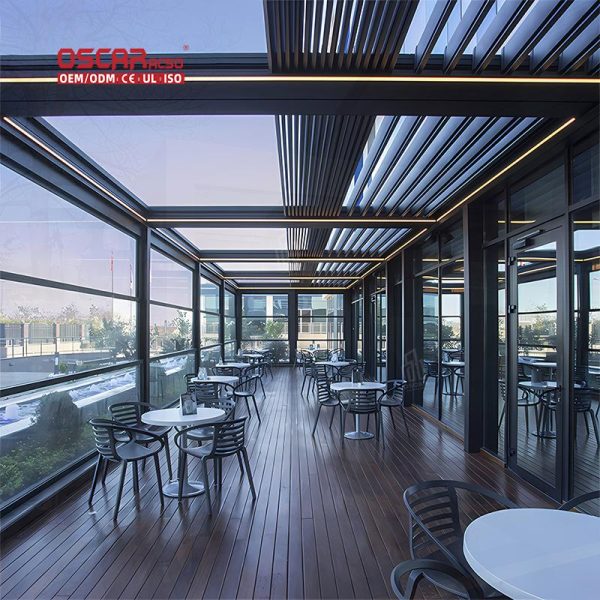 Adjustable Louvered Manual Roof Pergola Made Of Aluminum Profiles Garden Patio Backyard Outdoor Retractable Pergola