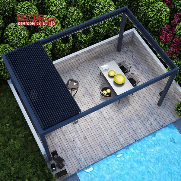3X3 3X4 4X4 6X4 Modern Outdoor Remote Control Bioclimatic Aluminum Louver Pergola Garden Patio Backyard Retractable Pergola
