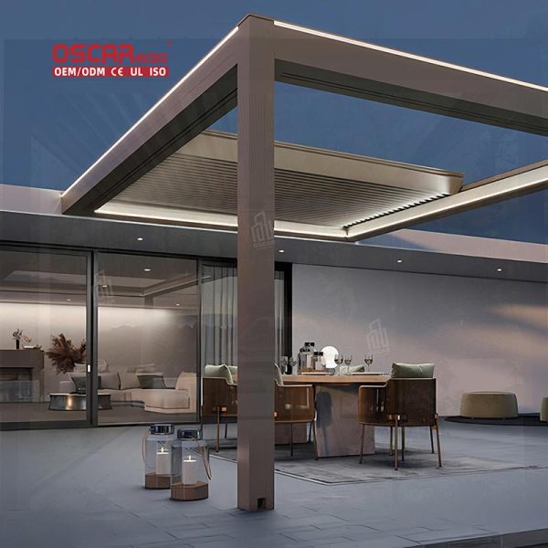 Adjustable Shading Waterproof Outdoor Patio Garden Backyard 6X4 Wood Slatted Roof Canopy Retractable Pergola