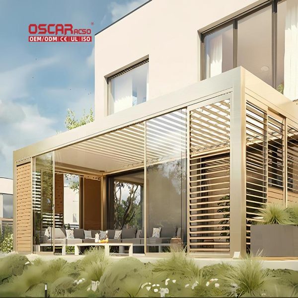 3X3 3X4 4X4 6X4 M Modern Outdoor Bioclimatic Aluminum Led Louvered Pergola Garden Patio Backyard Retractable Pergola