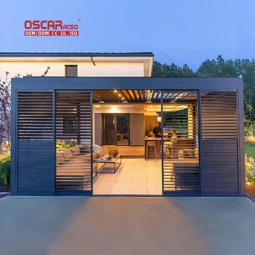 4X3M Adjustable Louvered Metal Outdoor Garden Structure Backyard Party Patio and Lawn Retractable Pergola