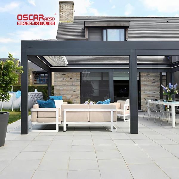 Electric Opening Closing Aluminum Outdoor Bioclimatic Louvered Arches Pergola Garden Patio Backyard Retractable Pergola