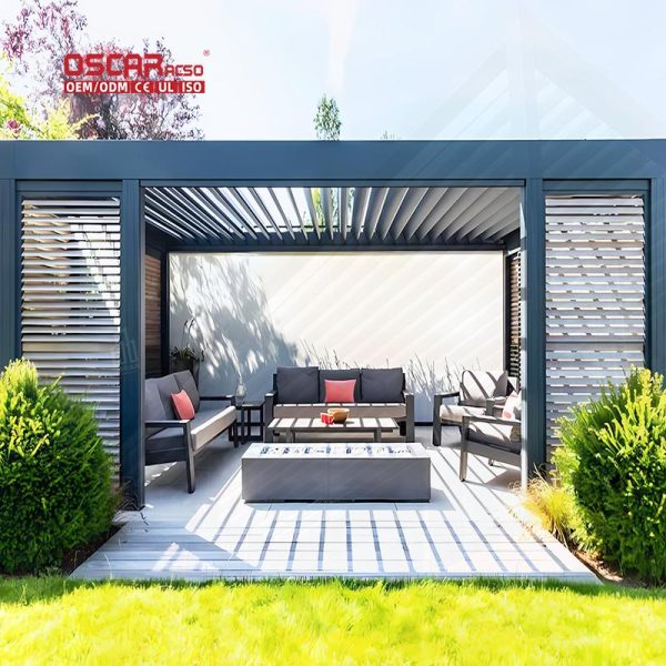 13X10 13X13 20X13 Ft Modern Outdoor Aluminium Motorized Louvered Bioclimatic Pergola Garden Patio Backyard Retractable Pergola