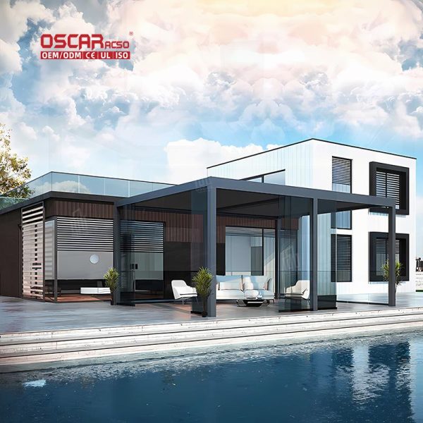 3X4 Luxury Garden Black Motorised Outdoor Aluminum Patio Roof with Louvers Garden Backyard Terrace Retractable Pergola