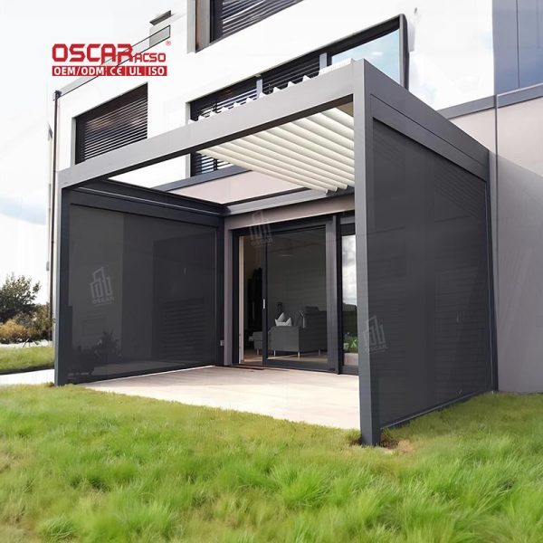 Ecofriendly Sustainable Waterproof Customized Smart Motorized Aluminium Pergola Outdoor Courtyard Retractable Pergola