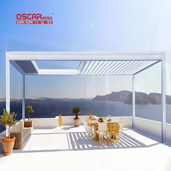 4X4 4X5 Waterproof Bioclimatic Aluminum Louvered Pergola Ideal Gardens Patios Backyards Retractable Pergola